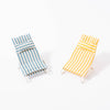 Maileg beach chair set in blue and white stripe, and yellow and white stripe | © Conscious Craft